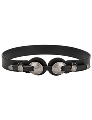 Austin Blaze Lottie double buckle belt in black vegan leather