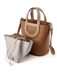 Austin Blaze Lunara Leather Bucket Bag in Saddle with pouch