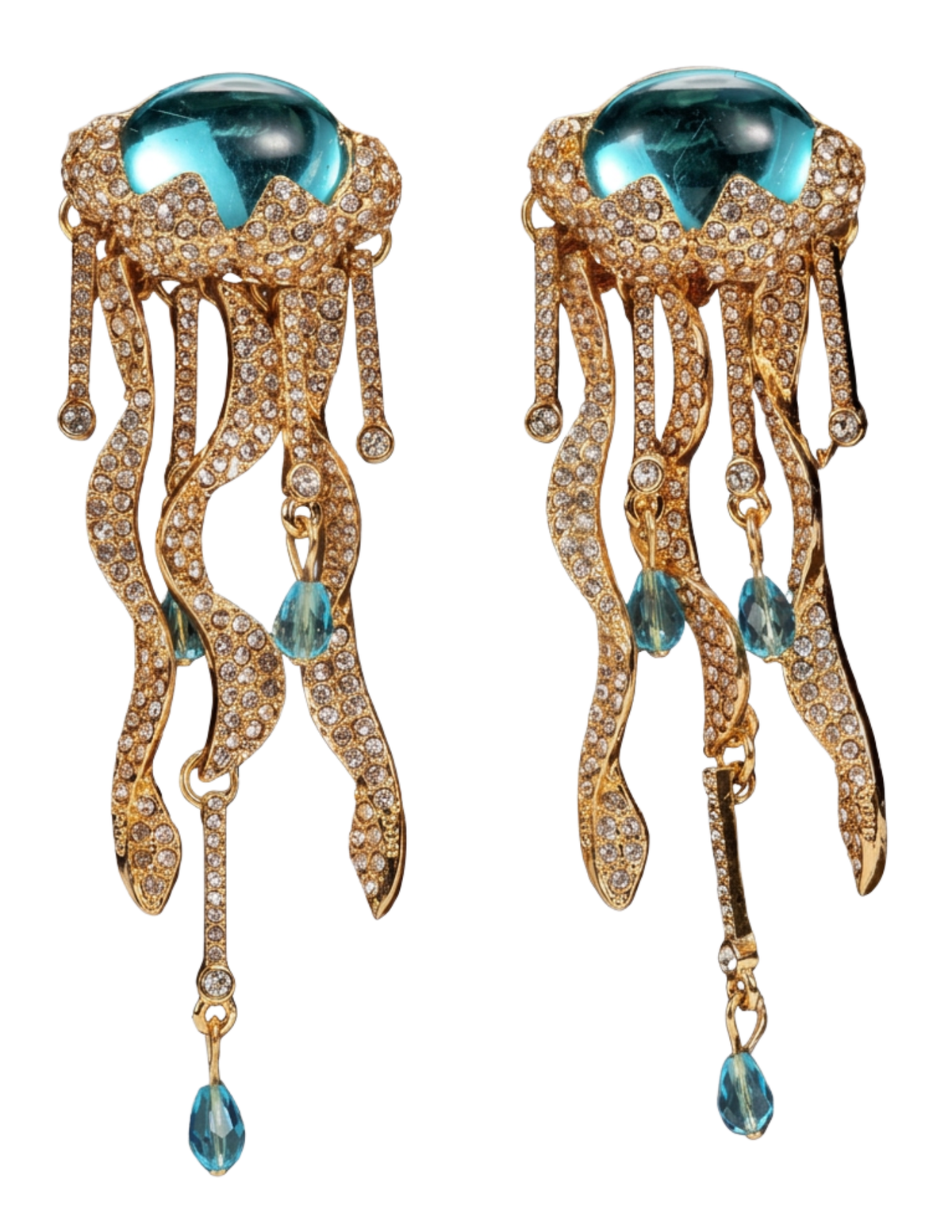Austin Blaze Luz Statement Earrings Gold & Aqua | Steven Dann