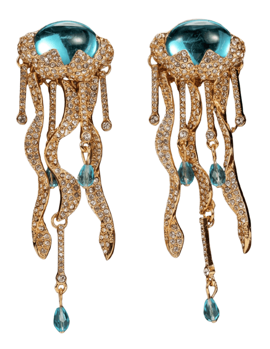 Austin Blaze Luz Statement Earrings Gold & Aqua | Steven Dann