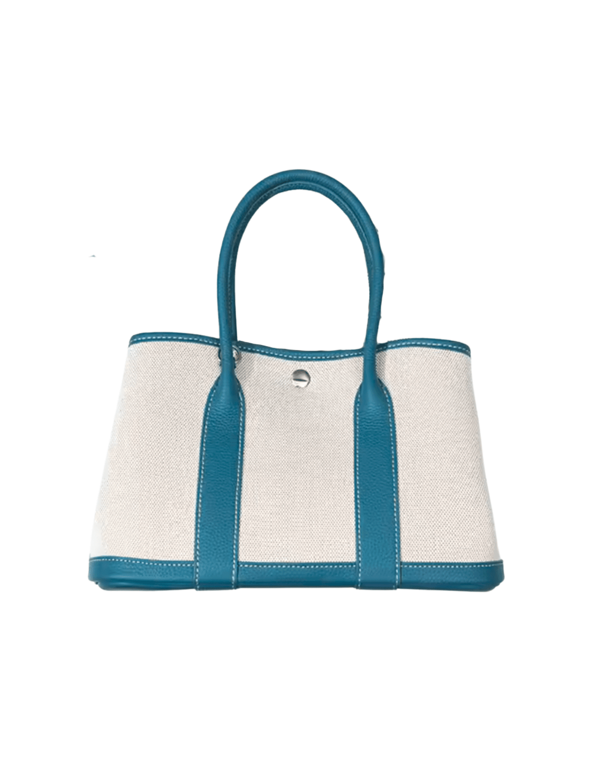 Austin Blaze Magnolia 25 canvas leather tote in ecru and ocean blue