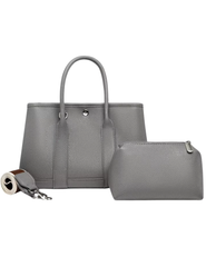 Austin Blaze Magnolia 31 Leather Tote in Grey with pouch and strap
