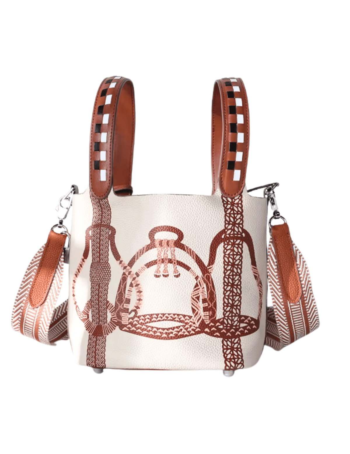 Austin Blaze Malone Painted Leather Basket Bag in Ivory Nubuck Multi