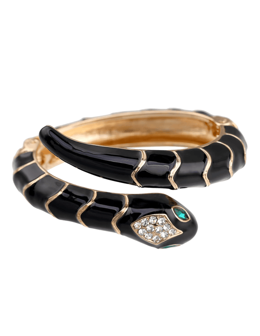 Austin Blaze Mamba wrap bracelet in black and white enamel snake design