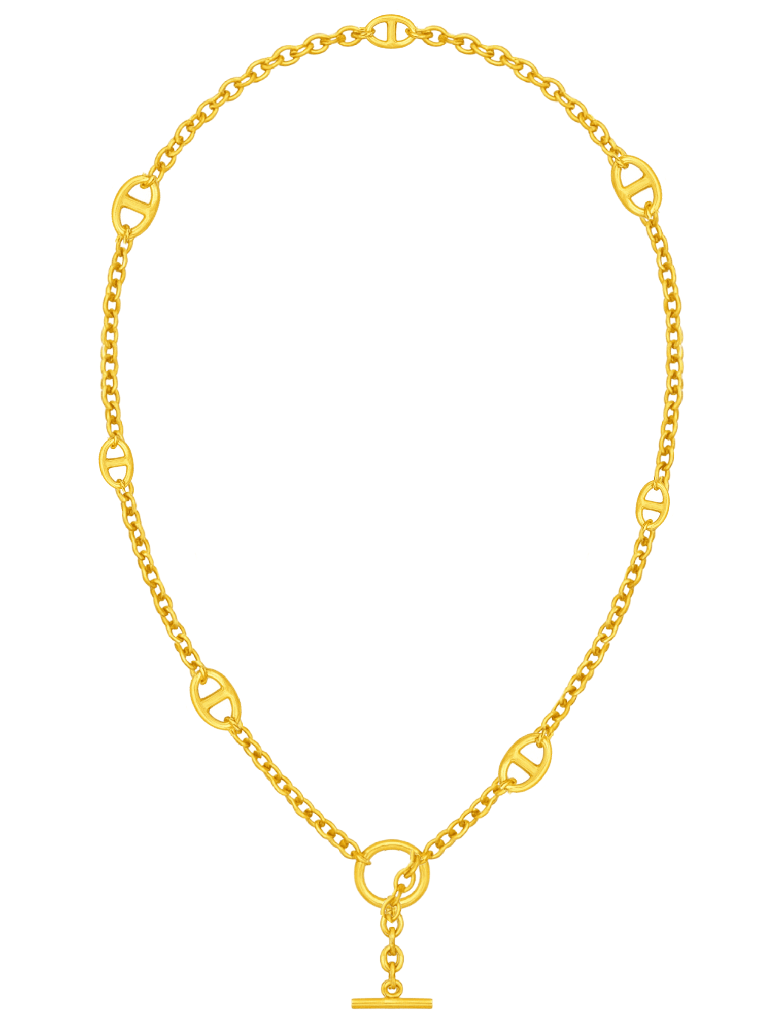 "Austin Blaze Marina 80cm gold toggle necklace with anchor chain design"