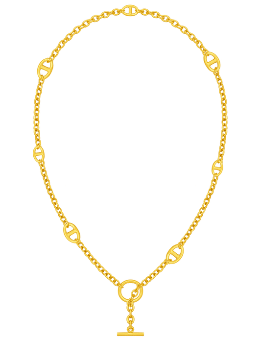 "Austin Blaze Marina 80cm gold toggle necklace with anchor chain design"