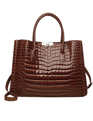 Austin Blaze Meaghan Croc Leather Bag in Chestnut.