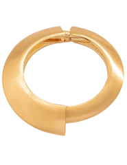 "Austin Blaze Nova asymmetrical hinge bracelet in brushed gold minimalist sculptural design"