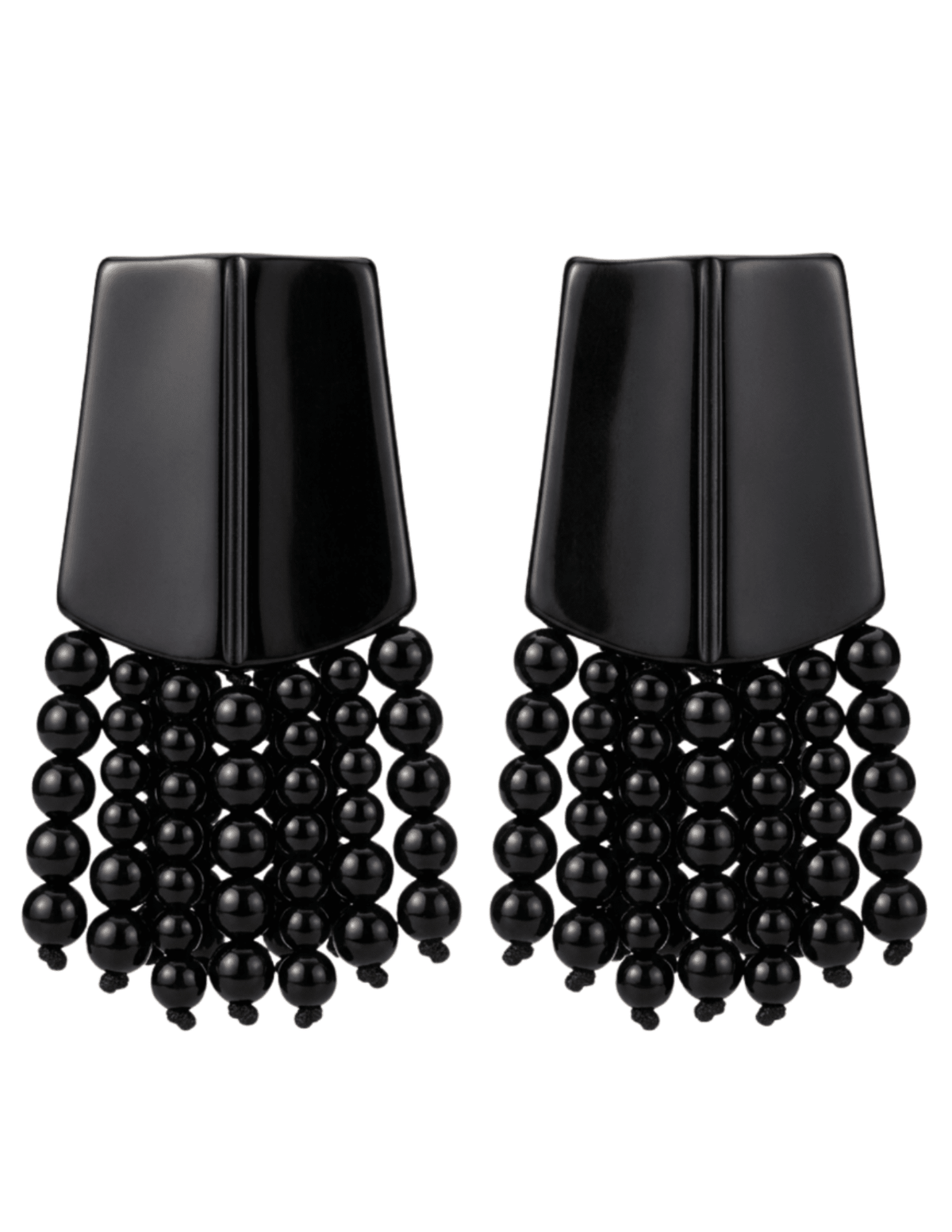 Austin Blaze Onion Shield Tassel Earrings Black