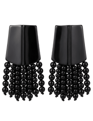 Austin Blaze Onion Shield Tassel Earrings Black