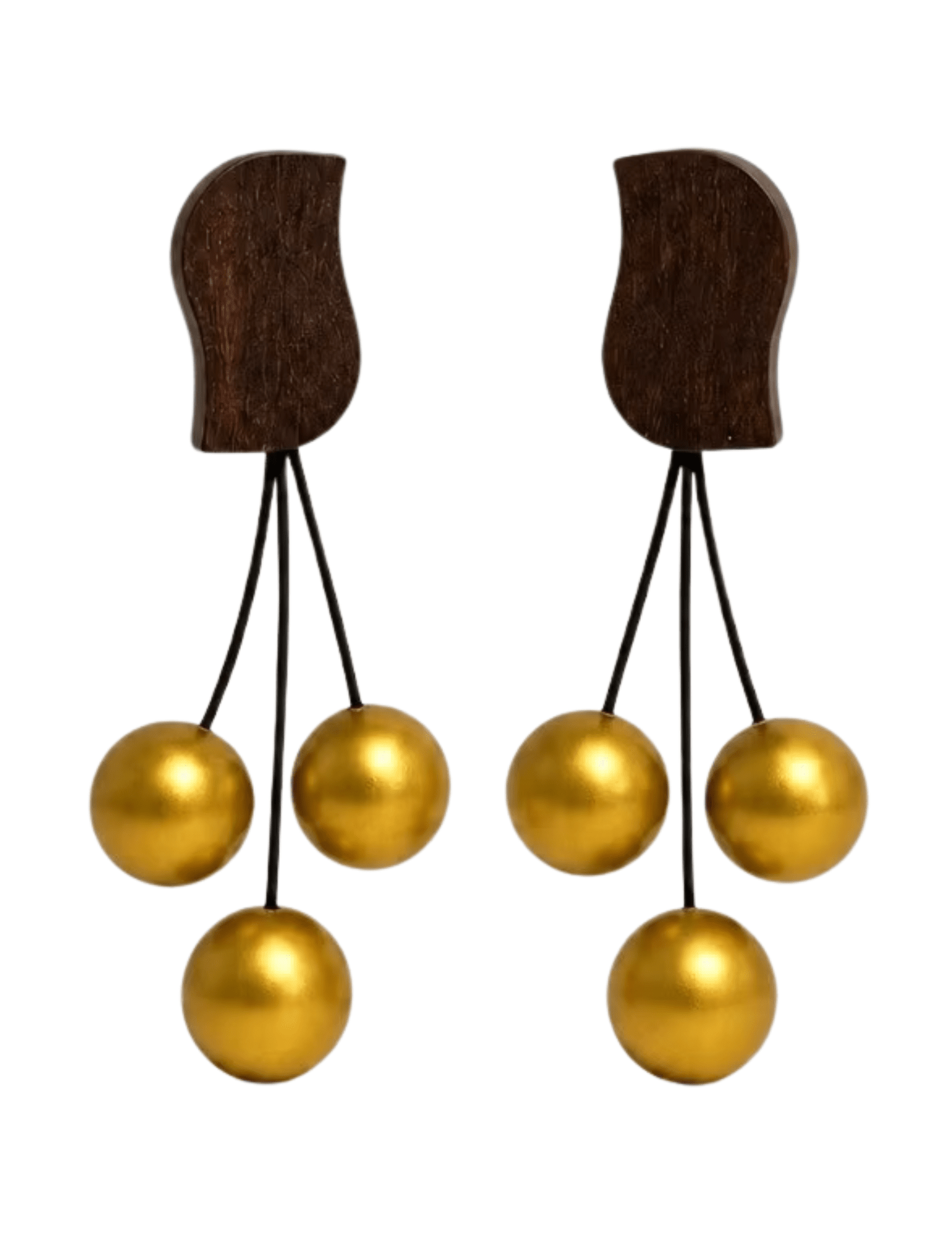 Austin Blaze Orla Wooden Dangle Earrings in brown and gold