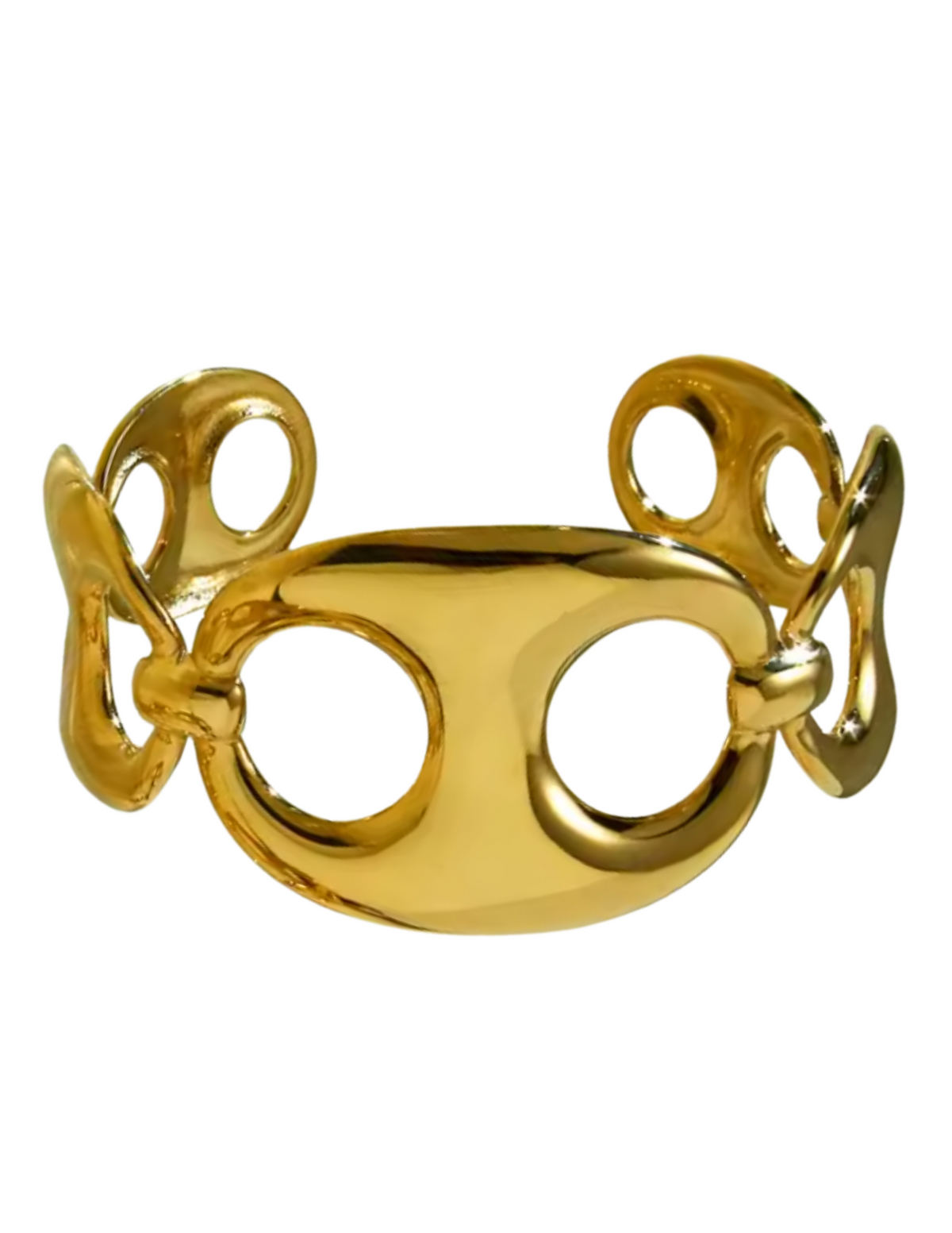 Front view of Austin Blaze Penelope Cuff Bracelet in gold with anchor chain motif