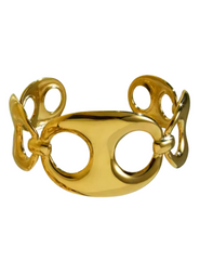 Front view of Austin Blaze Penelope Cuff Bracelet in gold with anchor chain motif
