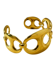 Side view of Austin Blaze Penelope Cuff Bracelet in polished gold-tone metal