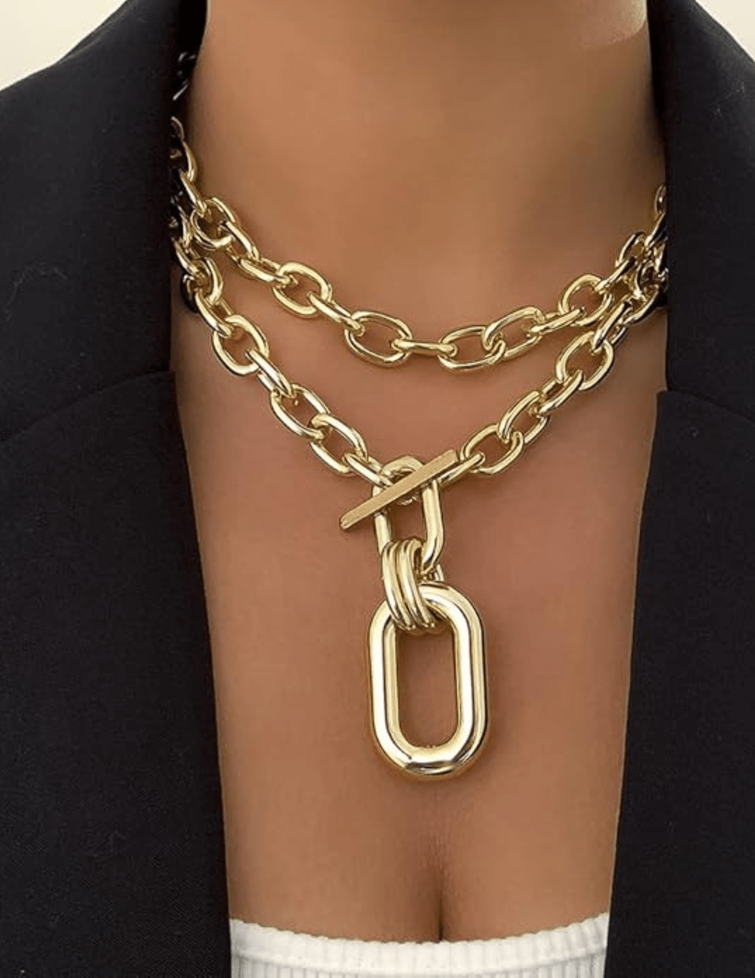 Austin Blaze Quinn Layered Chain Necklace in Gold model

