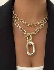 Austin Blaze Quinn Layered Chain Necklace in Gold model
