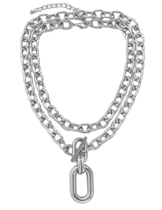 Austin Blaze Quinn Layered Chain Necklace in Silver, product flat lay