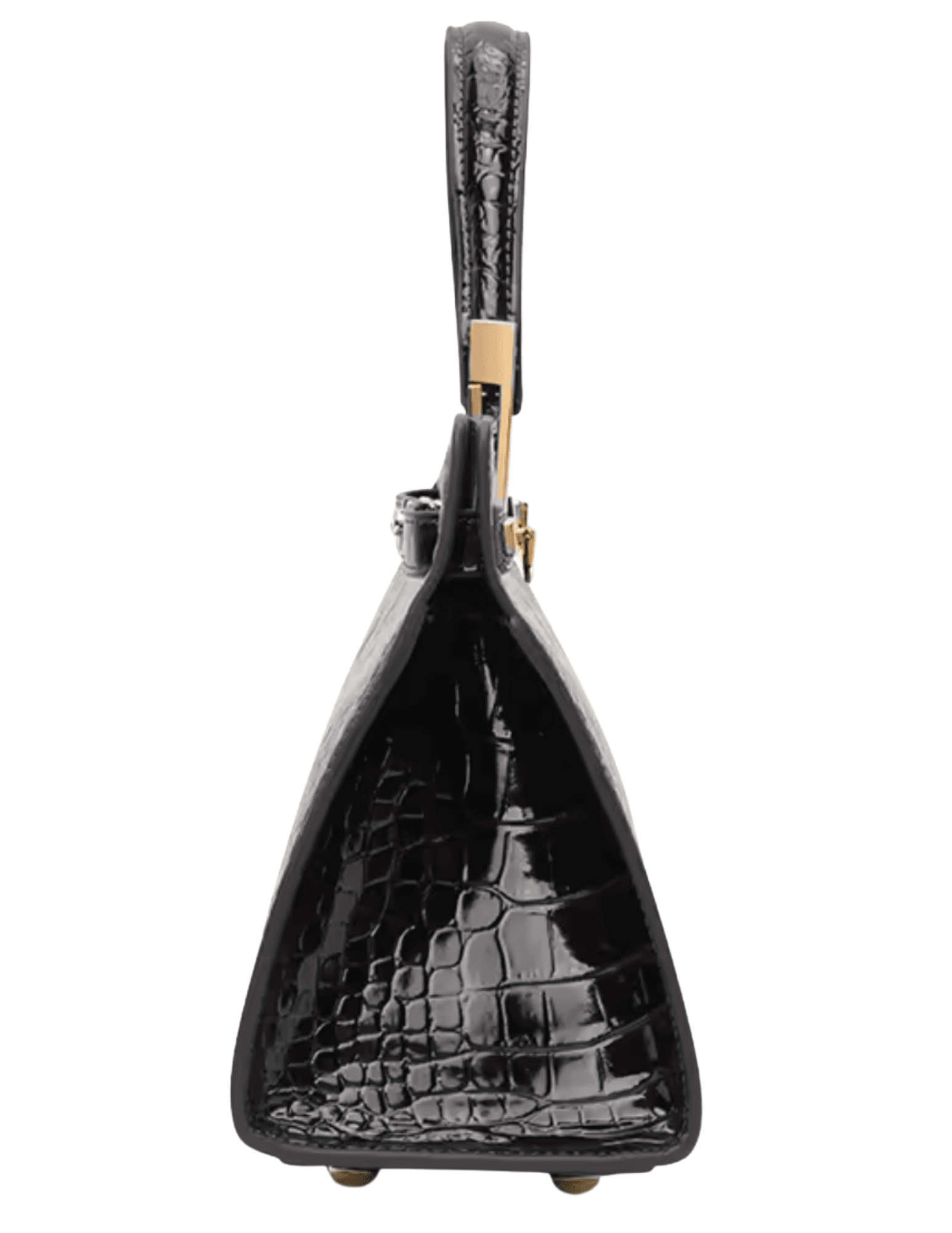 Side view of Austin Blaze Reagan Leather Top Handle Bag in Black Croc