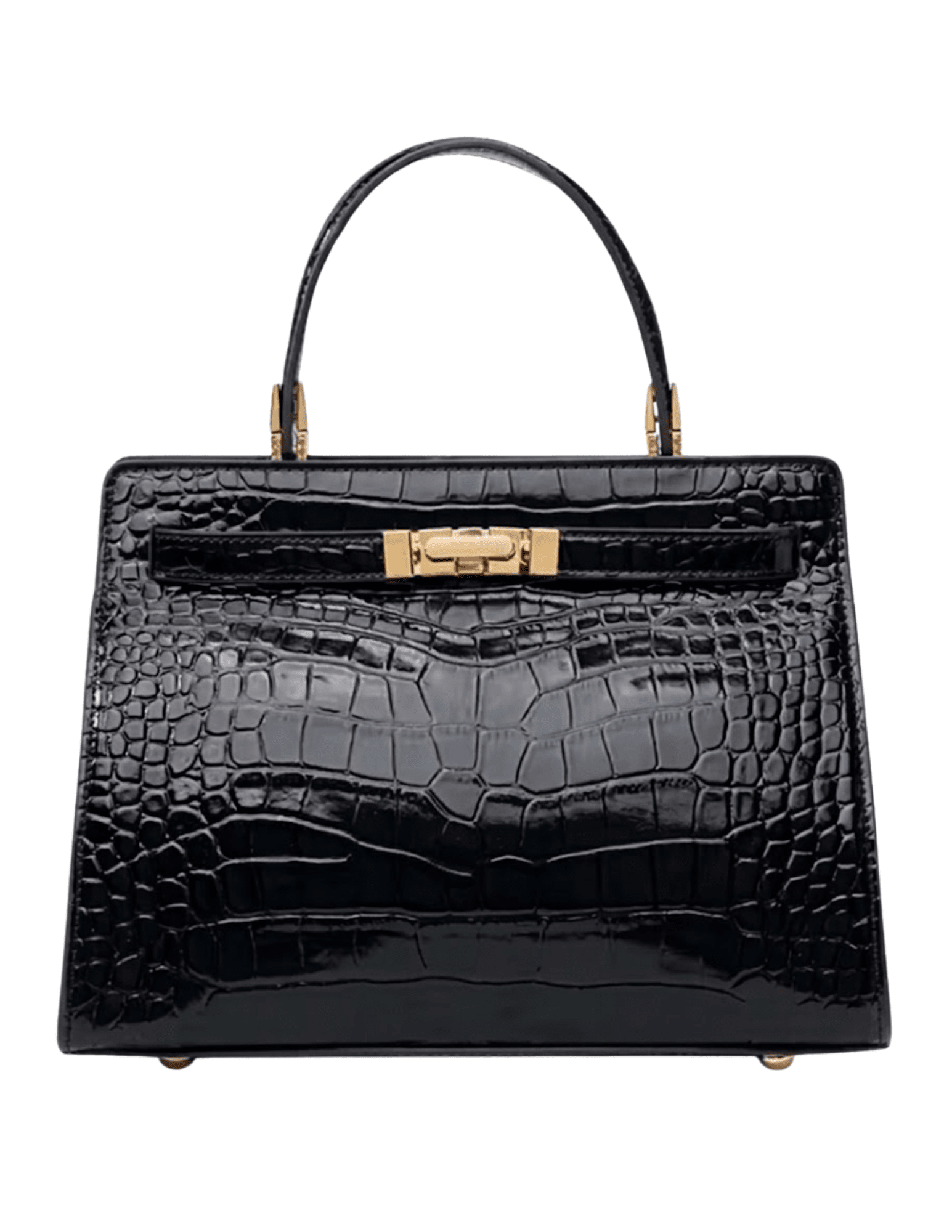 Austin Blaze Reagan Leather Top Handle Bag in Black Croc