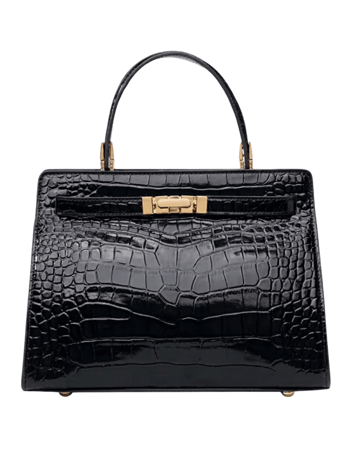 Austin Blaze Reagan Leather Top Handle Bag in Black Croc