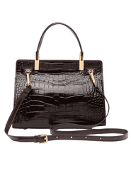 Back view of Austin Blaze Reagan Leather Top Handle Bag in Espresso Croc