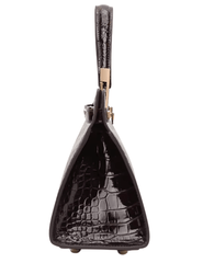 Austin Blaze Reagan Leather Top Handle Bag in Espresso Croc side