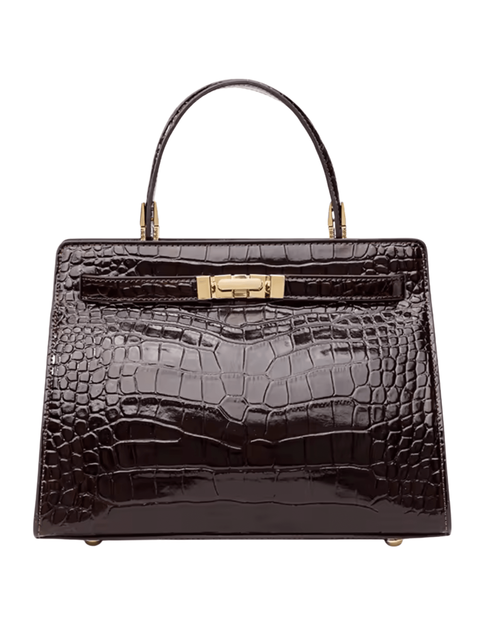 Austin Blaze Reagan Leather Top Handle Bag in Espresso Croc