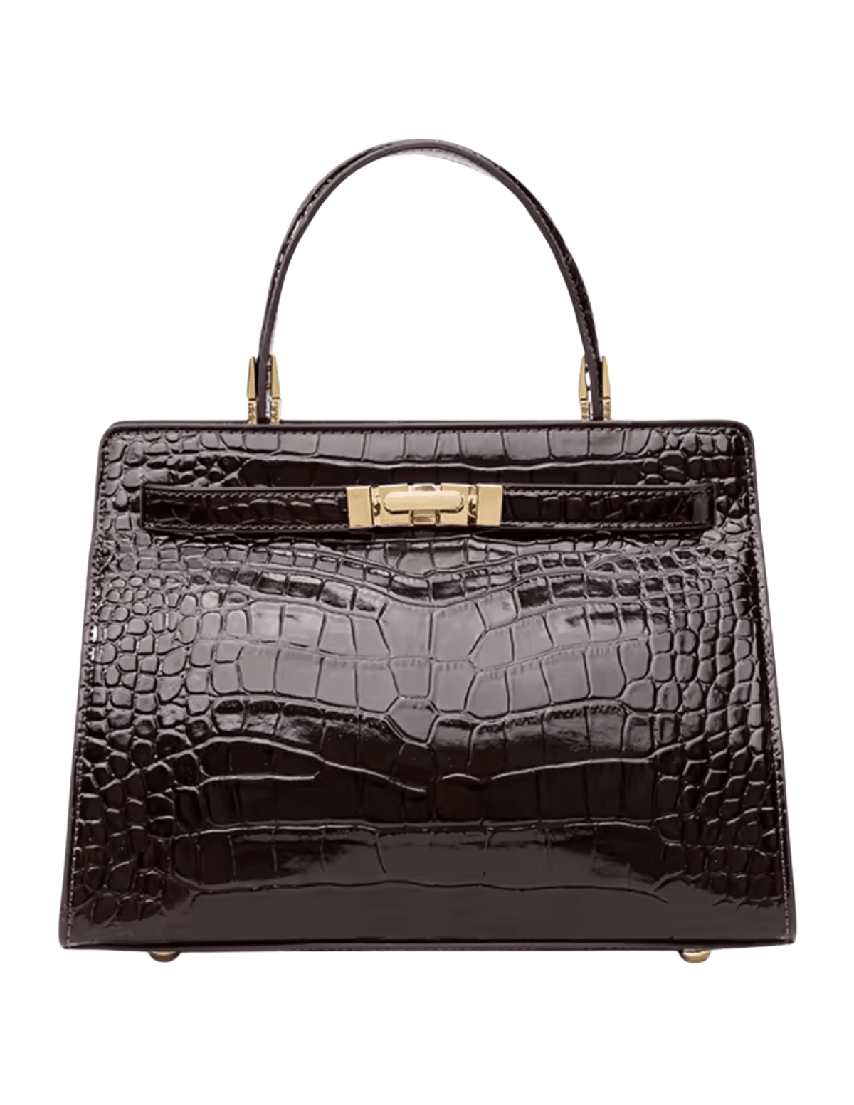 Austin Blaze Reagan Leather Top Handle Bag in Espresso Croc