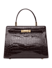 Austin Blaze Reagan Leather Top Handle Bag in Espresso Croc