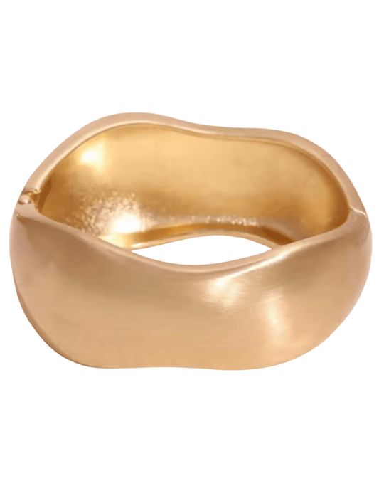 Austin Blaze Ria wavy chunky cuff bracelet in brushed gold sculptural asymmetrical design