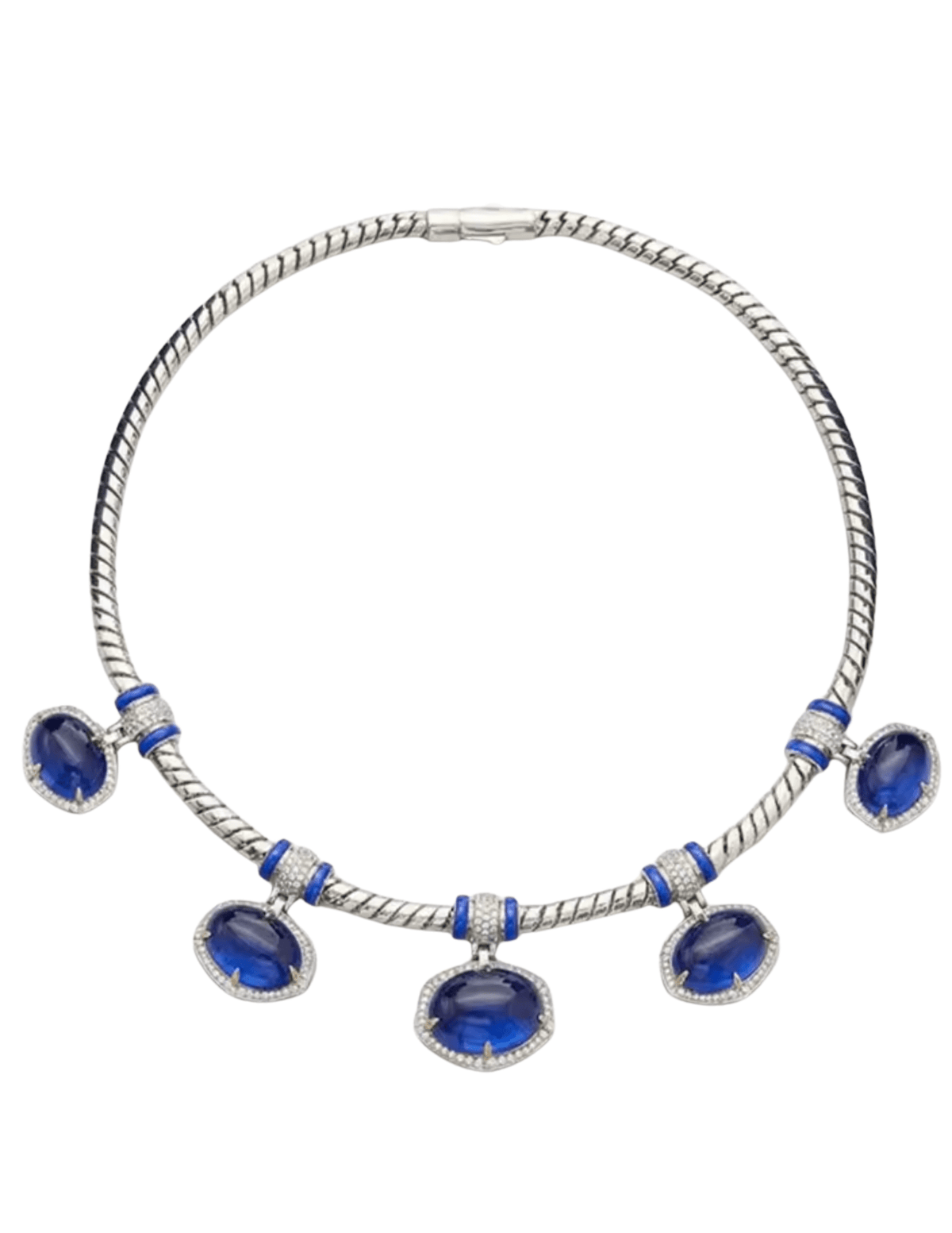 Austin Blaze River Collar Necklace Silver & Blue | Steven Dann