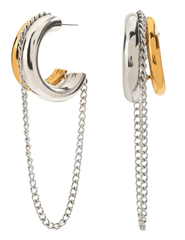 Austin Blaze Ryan two tone huggie chain earrings with silver chain dangle