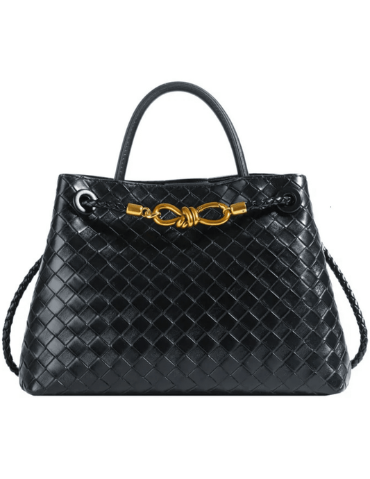 Austin Blaze Sabina Woven Leather Bag Black