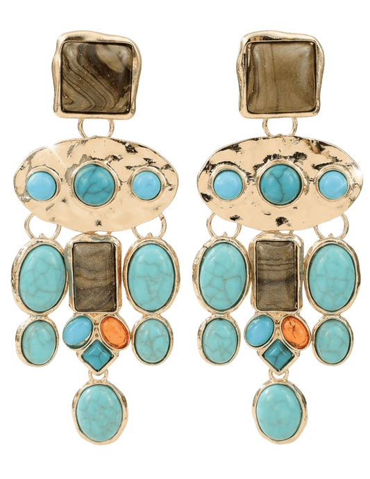 Austin Blaze Santa Fe Dangle Earrings Gold Turquoise Multi