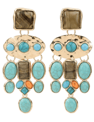Austin Blaze Santa Fe Dangle Earrings Gold Turquoise Multi