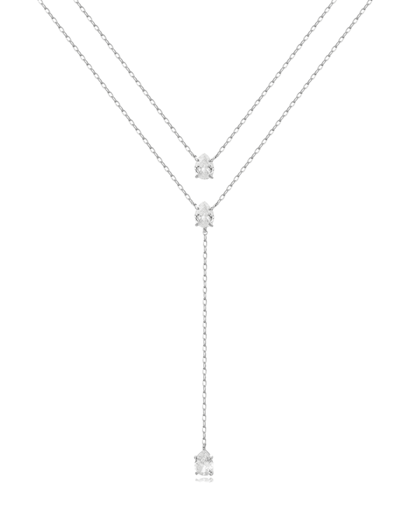 Austin Blaze silver cubic zirconia lariat necklace with layered chain design