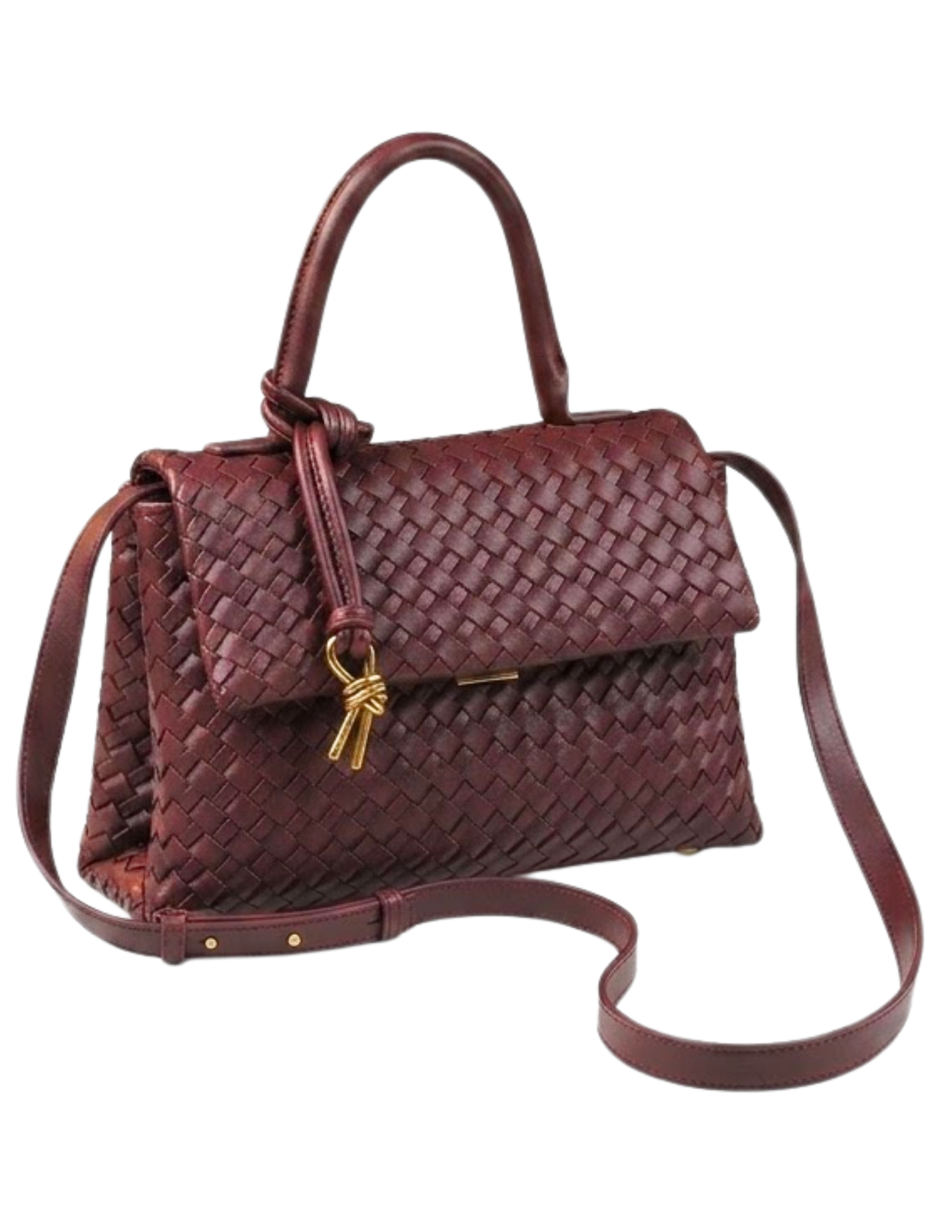 Austin Blaze Sloane Woven Burgundy Top Handle Bag with crossbody strap