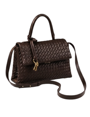 Austin Blaze Sloane Woven Top Handle Bag in dark chocolate with crossbody strap