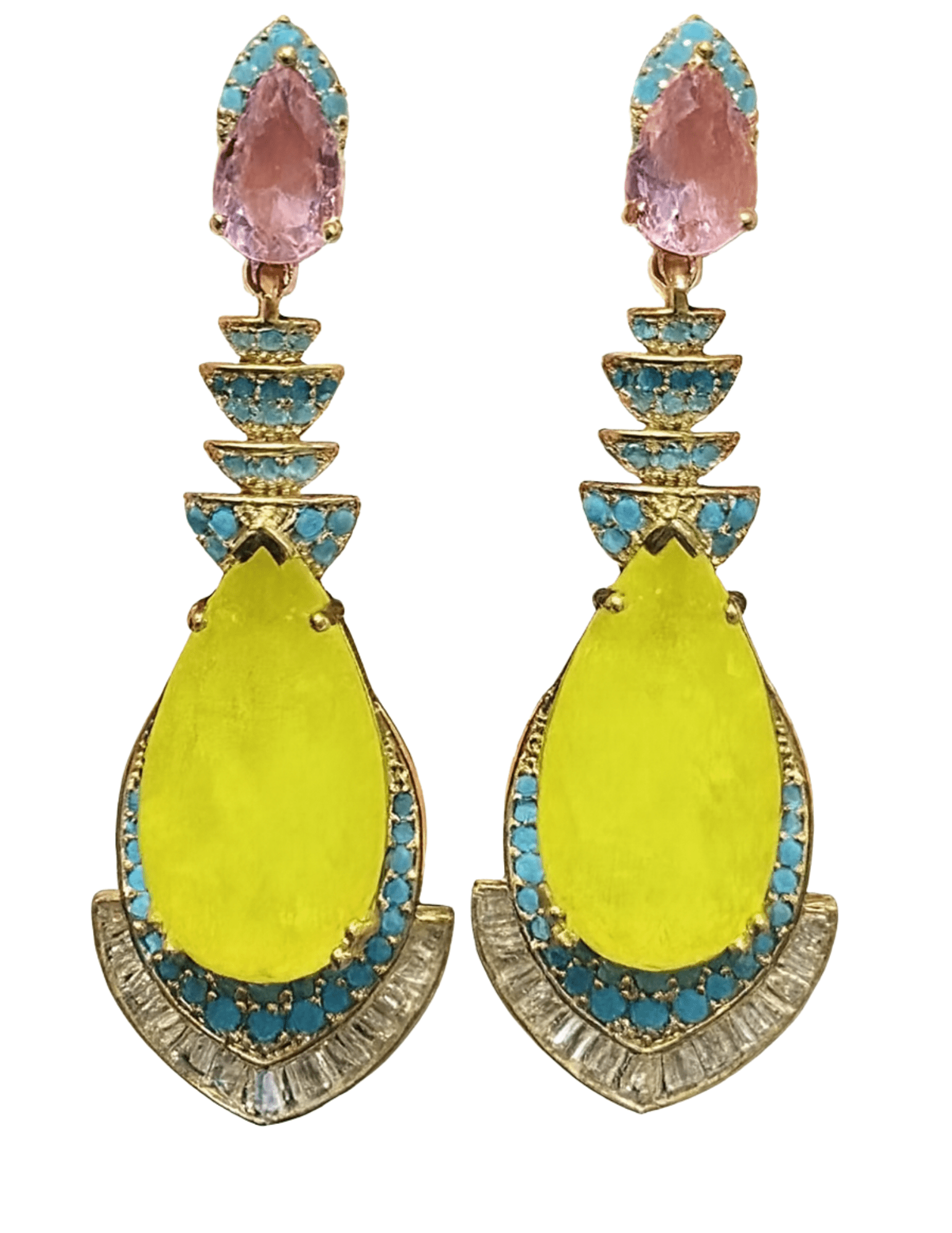 Austin Blaze Sophia Gemstone Earrings with citron, pink, and turquoise stones