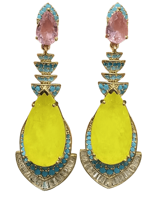 Austin Blaze Sophia Gemstone Earrings with citron, pink, and turquoise stones