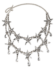 Front view of Austin Blaze Statement Star Choker Necklace in silver with large star rhinestones