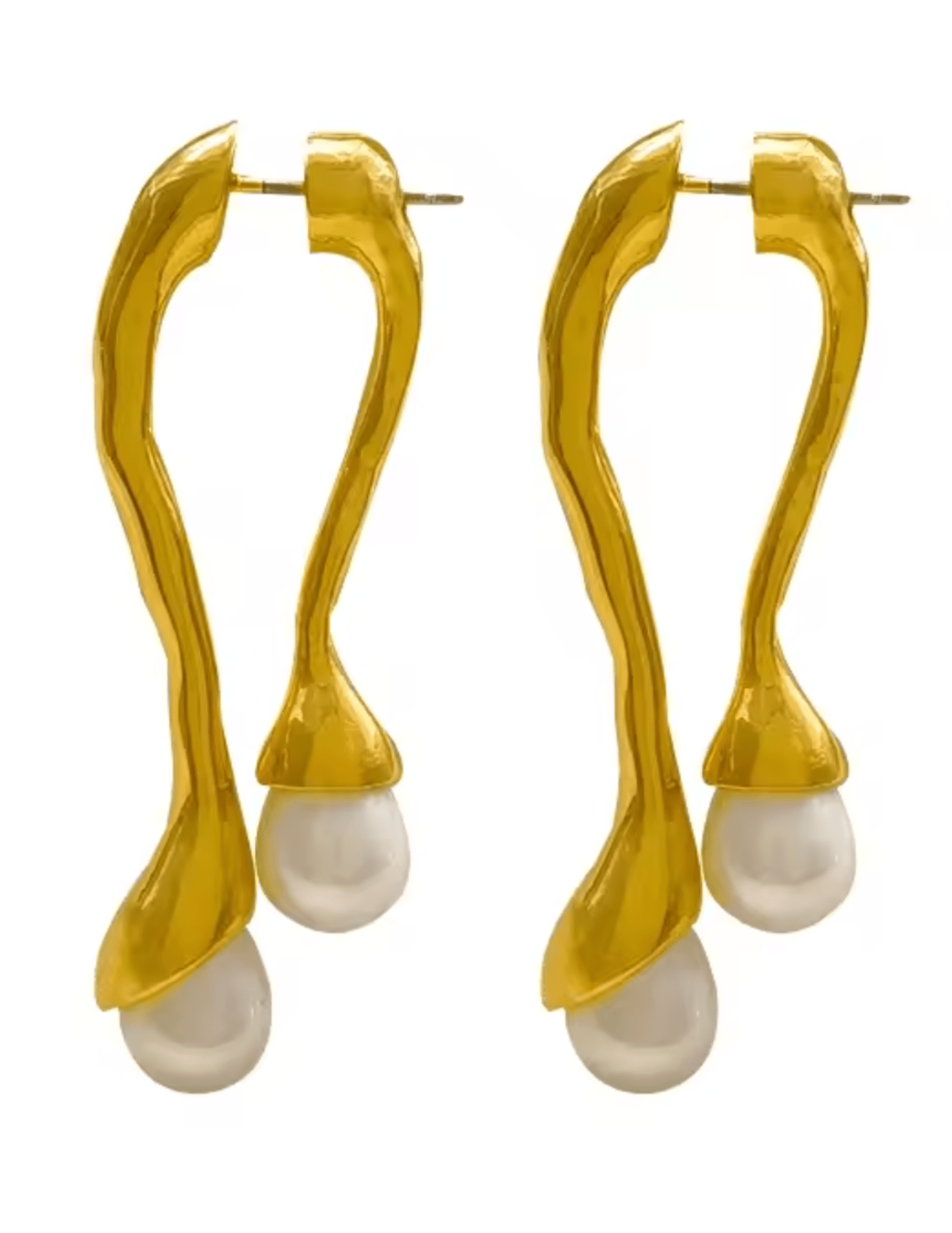 Austin Blaze Talia gold pearl drop statement earrings