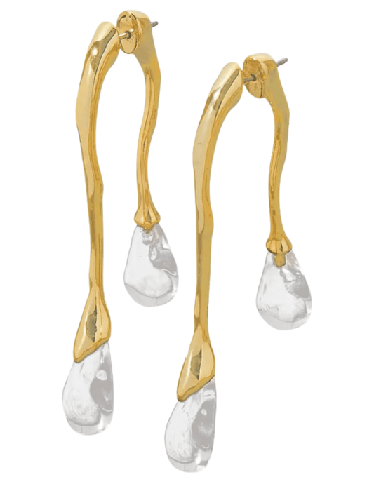 Austin Blaze Talia gold water drop resin drop statement earrings