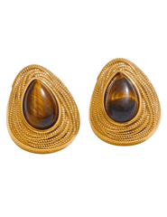 Austin Blaze Tigra Teardrop Stud Earrings in gold with tiger’s eye gemstone