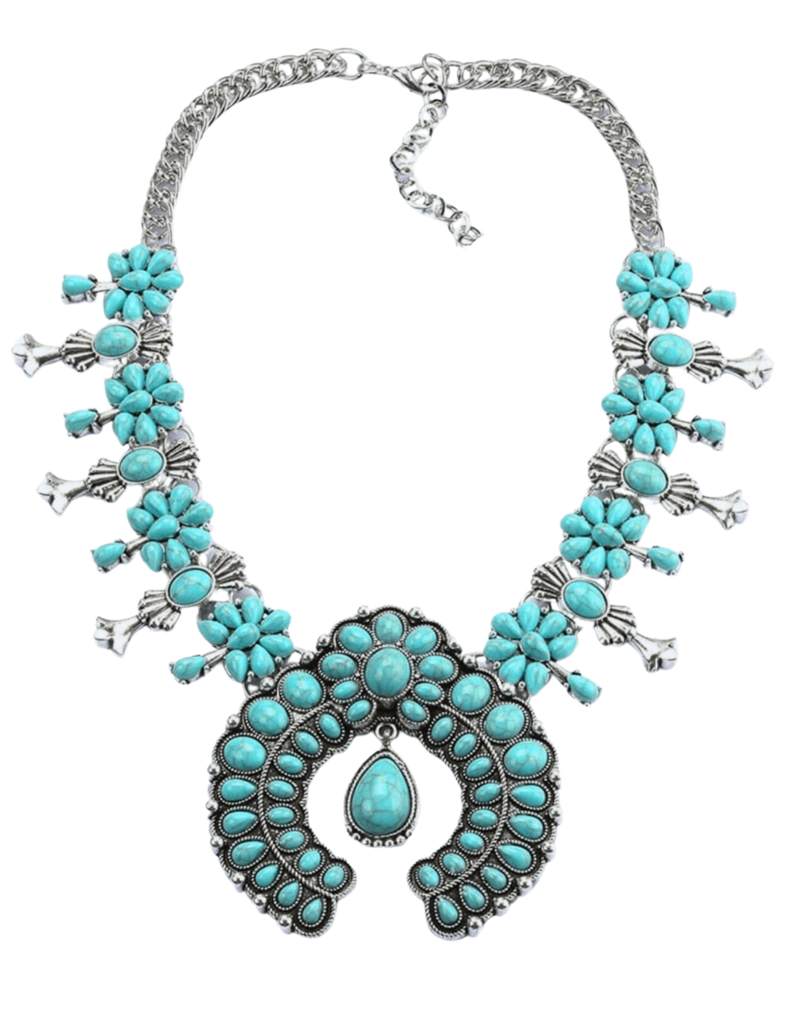 Austin Blaze - Austin Blaze Turquoise Squash Blossom Statement Necklace - Buy Online