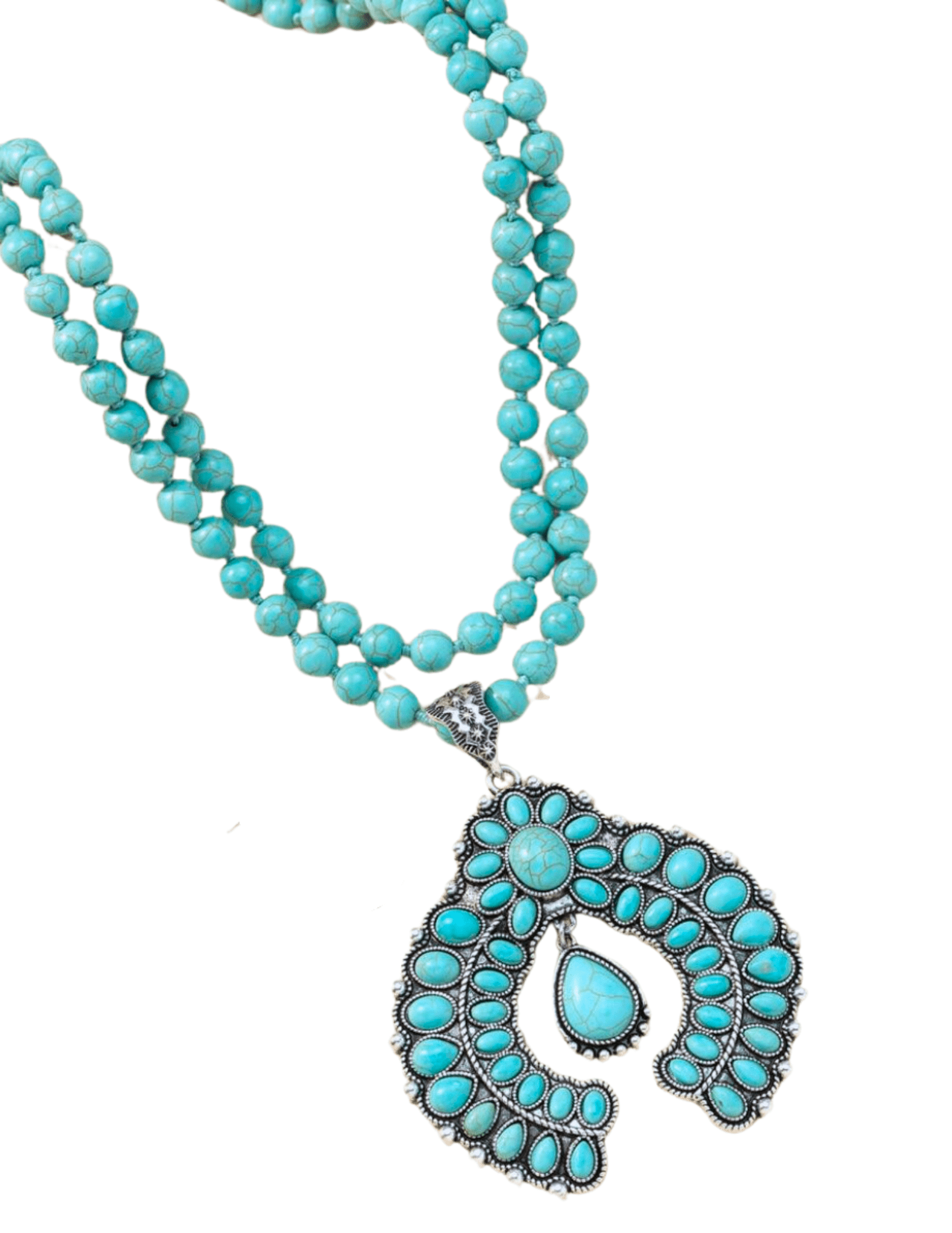 Austin Blaze - Austin Blaze Long Turquoise Bead Squash Blossom Necklace - Buy Online