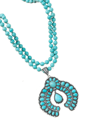 Austin Blaze - Austin Blaze Long Turquoise Bead Squash Blossom Necklace - Buy Online