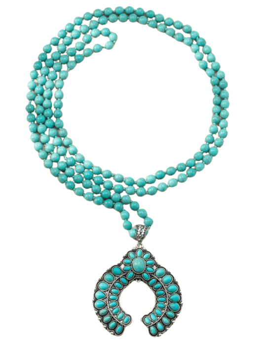 Austin Blaze - Austin Blaze Long Turquoise Bead Squash Blossom Necklace - Buy Online