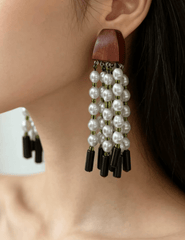 Austin Blaze Vera Wooden Dangle Earrings on ear