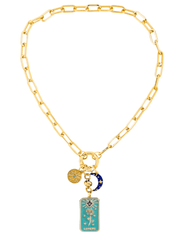 Austin Blaze Wade Lovers charm necklace gold paperclip chain